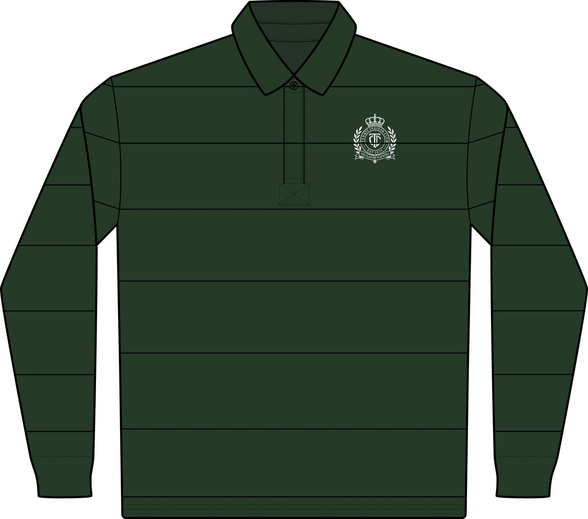 Classic Green Rugby Polo - Long Sleeve Striped Club Shirt