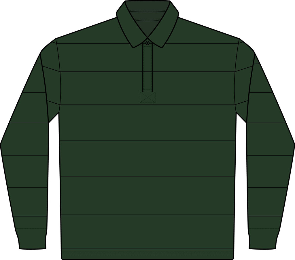 Classic Green Rugby Polo - Long Sleeve Striped Club Shirt
