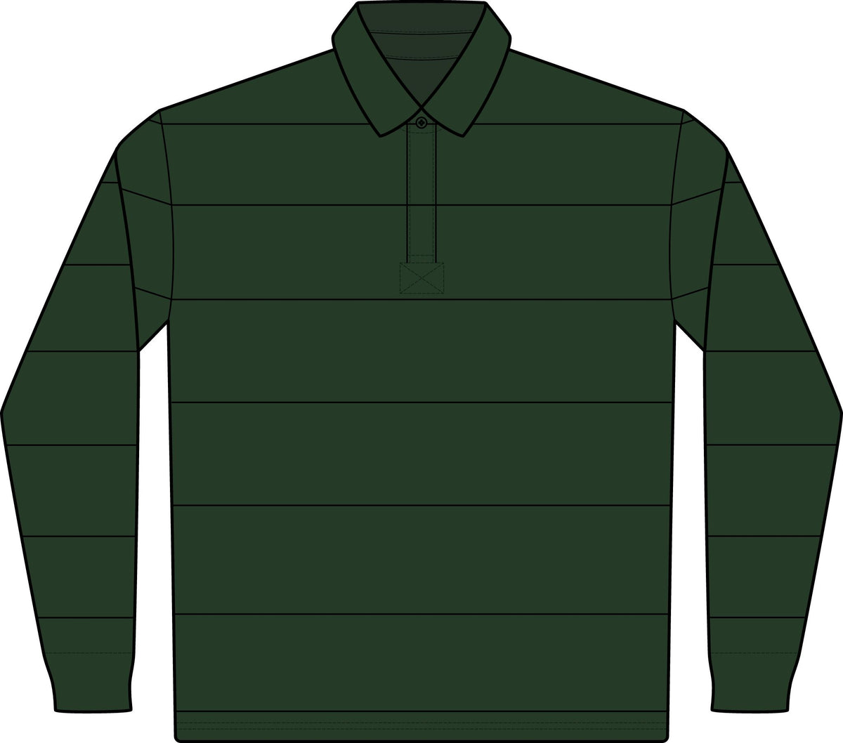 Classic Green Rugby Polo - Long Sleeve Striped Club Shirt