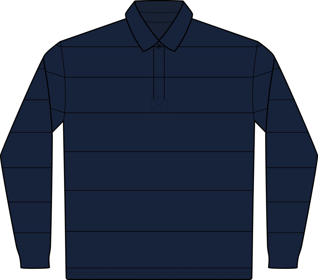 Classic Green Rugby Polo - Long Sleeve Striped Club Shirt